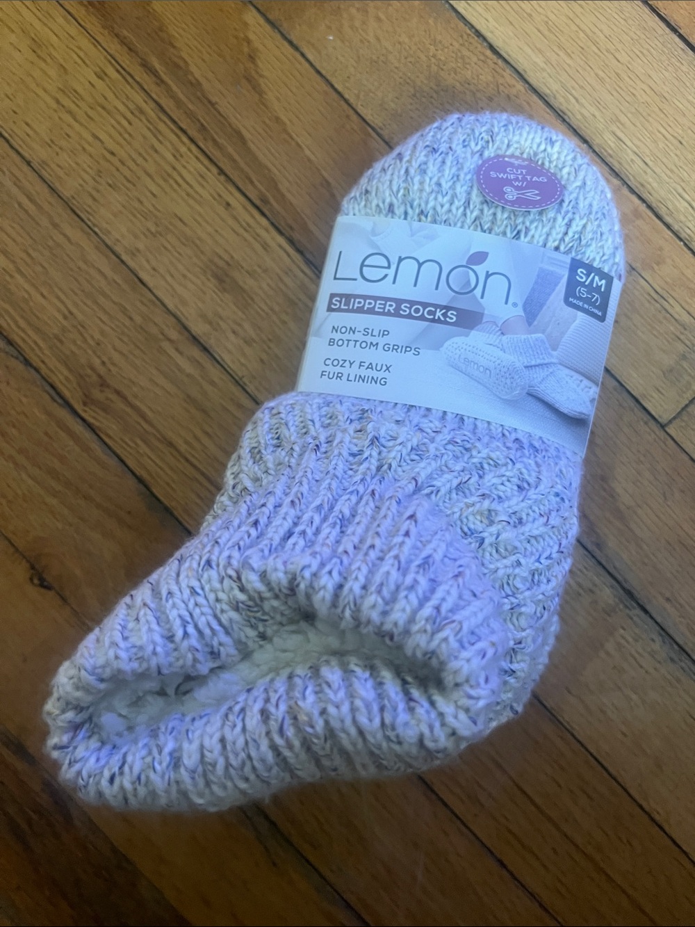 Lemon Lavender and Cream Marled Slipper Socks